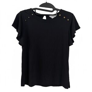 Liz Claiborne Black Top with Gold Button Detail